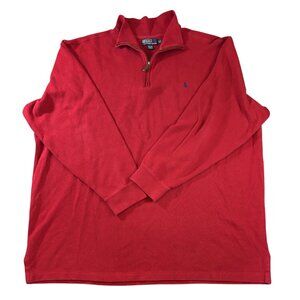 Polo By Ralph Lauren Red Quarter-Zip Pullover Sweater 3XLT Tall 100% Cotton Mens